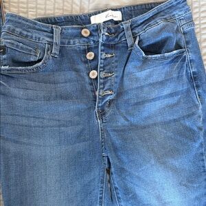 KanCan High-Rise Button-Fly Jeans in Medium Blue Denim